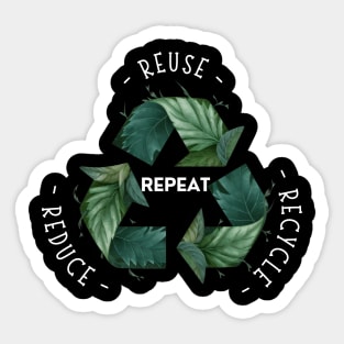 Recycling Logo with Leaves and Green Plants. Go Green, Recycle Symbol, Save the Earth Earth Day Awareness April 22 Sticker